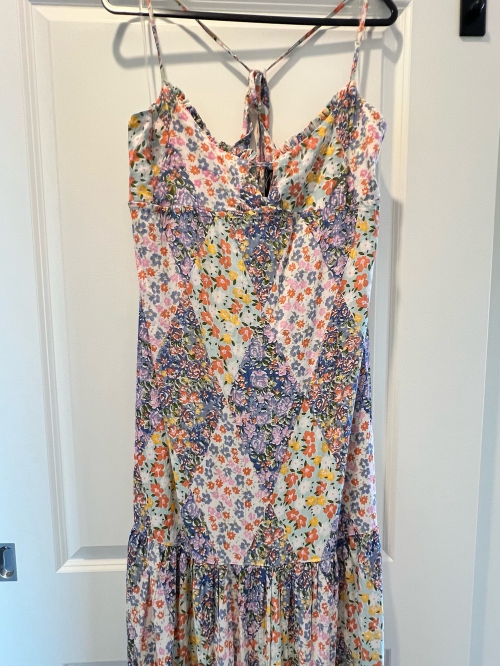 Angie patchwork Maxi Dress blue pink and green - NWT